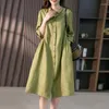 Casual Dresses for Women 2024 Summer Elegant French Shirt Lapel Neck Dress Vintage Looes Office Pendling Long Formal