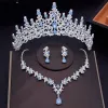 NEQUAZIONI CRIDURI Crystal Acqua Gocce di gioielli da sposa Set di tiaranti di rinestone Orecchini per la collana corona Orecchini di compleanno Set di gioielli da sposa Set di gioielli