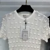 Frauen-T-Shirt-Designerin neuer CH High Deciality Simple Style Pendeln vielseitiger kleiner und beliebter Jacquard Stricker runder Hals kurzärmeliges T-Shirt Ke2t