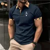 Sommer Golf Sport Shirt Männer lässig Polo T -Shirt Mode minimalistische Buchstabe gedruckter Flip -Kragen atmungsaktives Kurzarm Top 240409