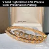 Bracelet V Gold High Version Full Diamond Snake Bone Bracelet Women's Thick Plated 18K Rose Gold Fashion Light Luxury Spring Full Diamond Open Bracelet 285