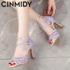 Chaussures de danse Cinmidy Femmes Latin Mesh Soft Bottom Ballroom High Talon pour les filles Sandale Sandale mariage