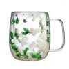 Tasses fleurs séchées doubles mures en verre transparent tasse isolée pour les boissons froides Cappuccino latte expresso