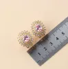 Necklaces African Women Wedding Accessories 925 Mark Pink Zirconia Sunflower Clip Earrings And Necklace Ring Gold Color Big Jewelry Sets