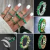 Bande Nuova lusso AAA Cubic Zirconia Anelli di fidanzamento per donne Anello nuziale di cristallo verde Fashi