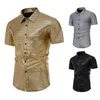 Heren DRAAD SHIRTS SHIRTS 70S DISCO KLEDING Diamant Stempel Gedrukt Korte mouwen button up shirt