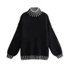 Dames truien 2024 Turtleneck zwarte vrouw jumper gebreide trui voor vrouwen herfst winter oversized lange mouw top gebreide kleding