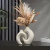 花瓶ホローノルディックモダンセラミック花瓶セット2の自宅の装飾自由hoho花のリビングルーム本棚