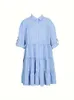 Plus Size 2024 Frühlings- und Sommer Womens Loose Casual Button Kleid Flip Lteel Pliselkleider 240419