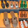 Designer Oran Sandals, Flat Bottomed tofflor, märkesandaler, avslappnade läderkvinnor strandskor, geléskor, originallåda storlek 35-42