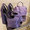 Designer de luxe Purple Crystal Chaussures embelli