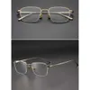 Круг 095 Pure Titanium Half -Frame Glasses Mens Golden Business Ultra Light и Simple Myopia