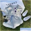 Vêtements Ensemble des enfants Sans manches Verte T-shirt Short Boys and Girls Cartoon Baby Cost Pure Cotton Summer 230520 DROP DIVRITE