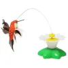 Tysys Butterfly Interactive Cat Toy z obrotowym 360 stopni Flying Bird Bee Butterfly i baza kwiatowa zwiastun dla zwierząt domowych