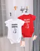 Designer Baby Rompers Boy Girl Garotas Crianças Carta de coelho Impresso Macacões de mangas curtas Triângulo de algodão recém-nascido de 0-24 meses