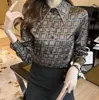 Dames Silk Blouses 2024 Klassieke geruite revershirt Spring herfst los dunne temperament top mode geometrische shirts blouse voor vrouwen