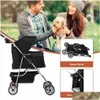 Dog Travel Outdoors 4 Wheels Pet Stroller Cat Cage Folding Carrier 5 Color 04T250M Drop Delivery Home Garden Supplies Dhxhc