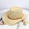Berretti Foux Cowboy Hat Western Men Women Women Summer Spring Glent Knit Out Out Out Pure Orlo Color Tape Beach Shade Visor Fashion
