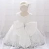 Mädchenkleider geborene weiße Taufkleid für Mädchen für Mädchen Kinderbaby 1 Jahr Geburtstag Hochzeitsfeier Big Bow Spitze Sommerkleidung