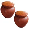 Storage Bottles 2 Pcs Wooden Airtight Jar Urn For Ashes Mini Urns Rosewood Keepsake Human Small