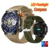 Contrôle 2024 hommes Smart Watch LED lampe de poche extérieure Sports Fitness Tracker IP67 SPESSION HORTÉE SATÉRIEL IP67 Smartwatch Compass