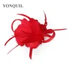 Bridal Sinamay Fascinators avec 2 accessoires de cheveux de mariage de fleurs de plumes