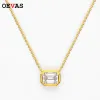 Halsband oevas 6*8mm 2 karat verklig moissanit 100% 925 sterling silver guldpläterad hänghalsband för kvinnor glittrande fin smyckespresent