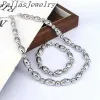 Brins 3 ensembles, nouveaux bijoux de mode or argenté couleur ovale cuivre perles colliers de bracelet dénonciation dames mascules boucles pour cadeau