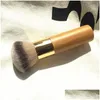 Brosse de maquillage Le tampon Finition finale Bamboo Foundation Brush - Dense Soft Synthetic Hair Flaw Finishing Beauty Beauty Cosmetics Tool DHVU5