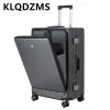 Luggage KLQDZMS 20"24"26inch PC Multifunctional Zipper Aluminum Frame Durable Luggage Opening Charging Travel Password Boarding Suitcase