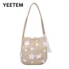 Schoudertassen boolaire grote capaciteit handtassen mode Koreaanse versie van wilde kanten witte bloemen en stro geweven tas