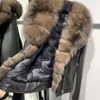 Cuir Femme Yoloagain 2024 Hiver chaud Léther Down Real Fur Collar Veste authentique Femmes