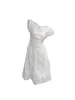 Party Dresses Women Apricot A-Line Dress Korean Style Kawaii Y2K Short Sleeve Club One Piece Focks Summer Clothes 2024