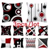 Kudde 3st Red Series Geometric Polyester Pillow Case Round Patchwork Cover Soffa Home Decoration Stolstol Fodral