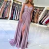 Vestidos casuais Sexy Hight Split Evening Maxi Dress Maxi Lace Festa Floral Spaghetti Strap Votas Longas Longas de Mulheres Longas