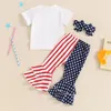 Set di abbigliamento abiti per bambini outfit estivo estate baby maniche corta lettere di cappello star star stelle pantaloni fascia per pantaloni 4 luglio