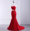 Vestidos de baile de sereia real de cetim vermelho sexy de cetim.