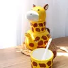 Muggar Creative Ceramic 3D Animal Mug Coffee Set Cup med Cover Giraffe Par Gift Tea Cups