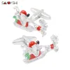 リンクSavoyshi Santa Claus Cufflinks for Mens Shirt Cuffs高品質のエナメルカフリンククリスマスギフトメンジュエリーフリー彫刻