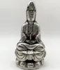 Figurines décoratives Archaize Copper blanc Sit Lotus Guanyin Bouddha Artisanat Statue