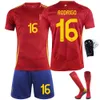 Conjuntos de futebol/trajes de tracksuits da camisa da Copa Espanhola Número 9, Gavi 26, Pedri 7, Morata 16, Rodriguez Set