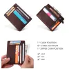 Holders JOYIR Genuine Cowhide Leather Men Card Holder Small Size Pouch Change Wallet Vintage Coin Purse Zipper Pocket Wallets for Male