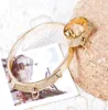 América America Classic Brand Jewelry Sets Lady Brass Settings Diamond Doble Rivet H Letra de 18K Gold Engagement Bracelets Anillo 3 C8578319