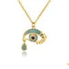 Pendant Necklaces Fashion Evil Eye Pendants For Women 2024 Goth 14K Yellow Gold Choker Necklace Vintage Turkish Neck Chains Jewelry Dr Otub8