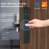 Controle Tuya Wi -Fi Porta Bloqueio preto Eletrônico inteligente TTLCOK Lock Print Print Senha Card NFC App Key Remote Desbloquear o trabalho remotamente