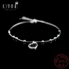 Strängar Ny modefota anklet 925 Sterling Ladies Silver Anklets Armband Chain For Women Love Heart Pendant Foot Pulseras Jewelry