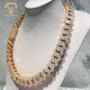 Épaisseur grande 20 mm 4 rangées Diamond 925 Siltling Silver Iced Out Prong Setting VVS Moisanite Gold Cuban Link Chain