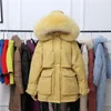 Women's Jackets Womens With Parka Jacket Fur Collar Down Winter Autumn Mid-length Loose Thicker Bat-sleeved Ladies Coats And