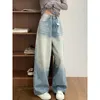 Kvinnors jeans 2024 Spring Harajuku Casual Style Vintage Hög midja Löst ljusblå byxor Y2K Wide Leg Punk Baggy Denim Trouser