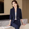 Office Ladies Pant Suit Women Black Brown Red Plaid Female Business Work Wear Jacket Blazer och byxa Formell 2 -stycken Set 240415